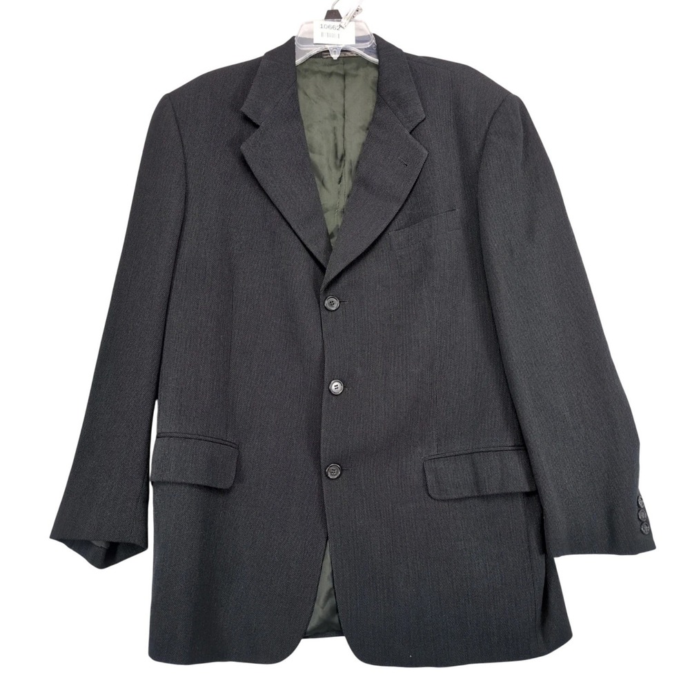 Nino Danelli Black Virgin Wool Sport Coat Mens 44R Made Italy Textured Classic